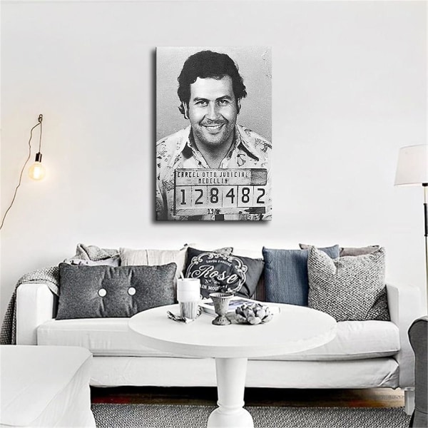 Pablo Escobar Mugshot Juliste Koristemaalaus Makuuhuone Toimisto Kylpyhuone Koristemaalaus HD-kuvatulostus kankaalle taidelahja 1624 tuumaa
