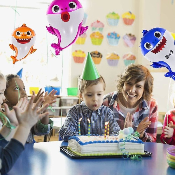 Baby shark ballonger 25 tommer, 5 stk haier familie ballonger for bursdagsdekorasjoner, baby søt hai tema for baby shower