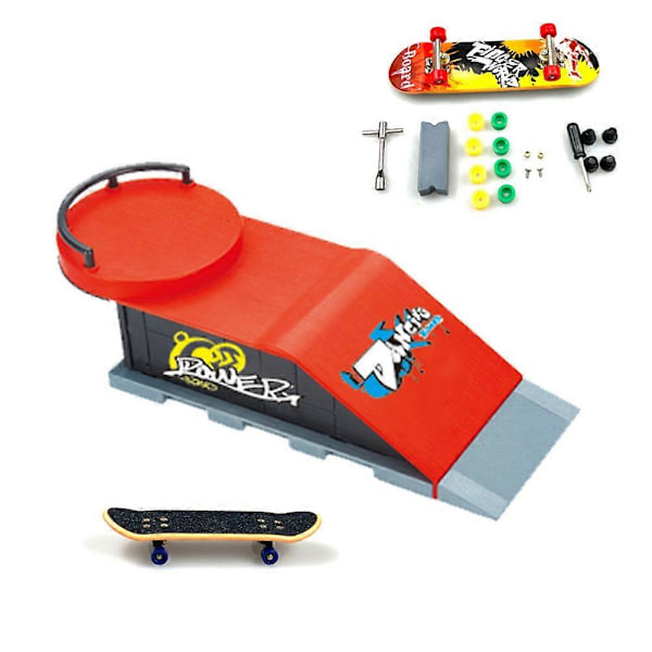 Fingerboard Rampe Sæt Kit Mini Finger Skateboards, Fingerboard Half Pipe Rampe til Fingerboards Træningsrekvisitter Interaktivt Freestyle Skate Spil D
