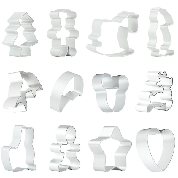 Cookie Cutter Set, 12st Rostfritt stål Cookie Cutter Cartoon Djur Cookie Molds Set för barn, födelsedag, fest, semester, gör det själv bakning, kakfondant"