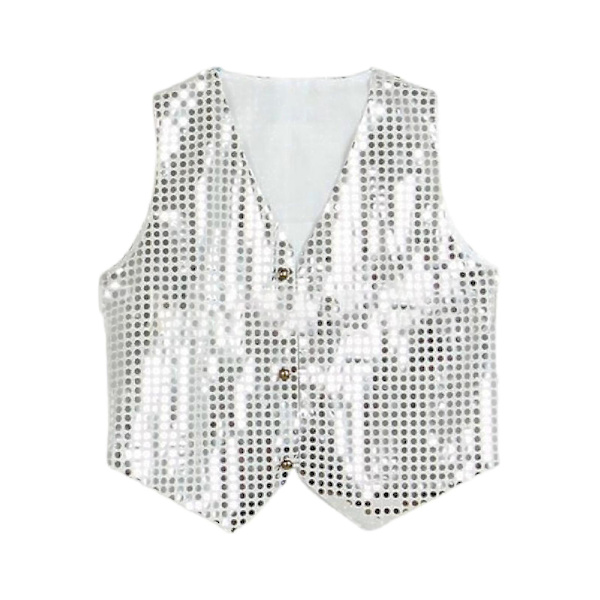 Glitterväst Unisex Färgstark Paljettväst för Barn för Fest White L