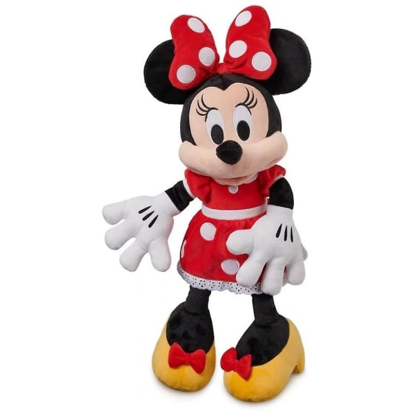 Store Minnie Mouse Medium plyschleksak, 17 tum, ikonisk röd prickig klänning och rosett, alla åldrar