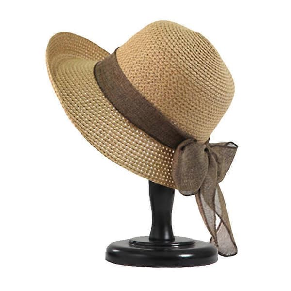 Solhat, damestråhat, foldbar hat, floppy bredskygget sommerstrandhat til piger