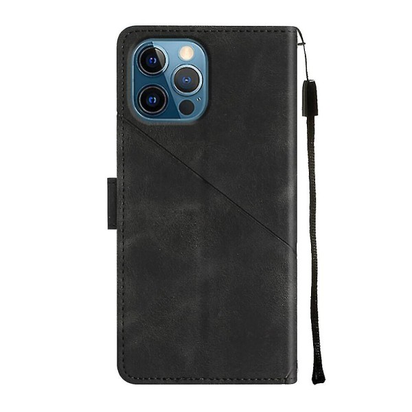 Veske til Iphone 12 Pro Cover Flip Magnetisk Lær lommebokkortholder kompatibel med Iphone 12 Pro-deksel Black