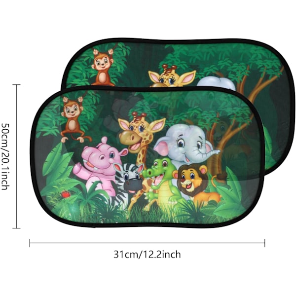 2-pack Solskydd för Bilfönster Baby, 20 * 12 tum Solskydd för Bilsidofönster Baby med Förvaringsväska (skog)