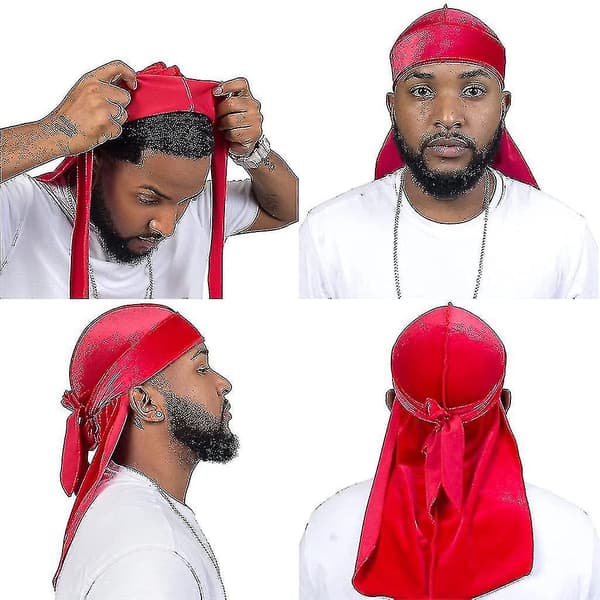 1 st Mjuk Långsvansad Sammet Herr Och Dam Universal Durag Pirathatt (blå)
