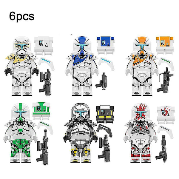 6 stk. Star Wars Republic Commando Samlede Byggeklodser Figurer Legetøj Børnegave