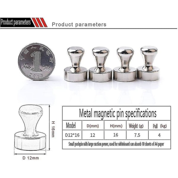 Jul 12 stk neodymmagneter, stærke køleskabsmagneter, minimagneter neodymmagneter, magnetiske stålstifter