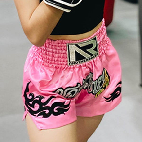 Bokseshorts Antifriksjon Muay Thai kickboksingshorts for menn Pink S