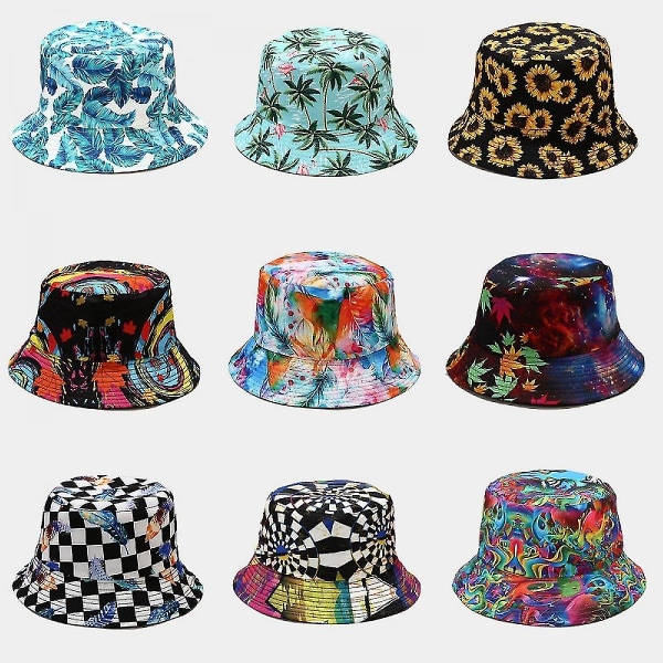 Wekity Cute Bucket Hat Beach Fisherman Hats For Dame, Vendbar Dobbel-side slitasje Unisex (hatb023)