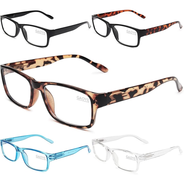 5-pack läsglasögon Blå ljusblockerande, fjädergångjärnsläsare för kvinnor män Antireflexfilter Lättviktsglasögon (#5-pack Mix Color, 1,5)