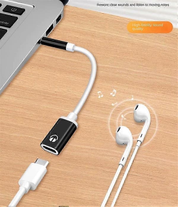 3,5 mm han til Type C hun lydkabel, analogt lydstik hovedtelefon-lydadapter til MP3-afspiller bærbar computer Silver