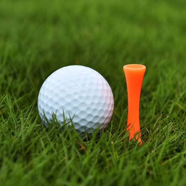 Plastic Golf Tees, Durable Castle Golf Tees, Velegnet til Golf Plastbolde, 70 mm, Orange, 100 stk.
