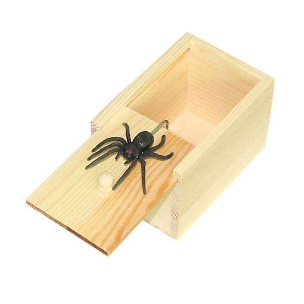 Kepponen Hämähäkki Puinen Laatikko Hauska Hämähäkkilaatikko Temppu Hilpeä Pelottelu Rekvisiitta Halloween Lahja