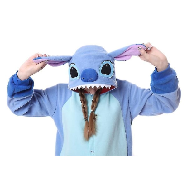 Ny 2023 Stitch Pyjamas Anime tegneserie nattøy-antrekk Jumpsuit Blue M