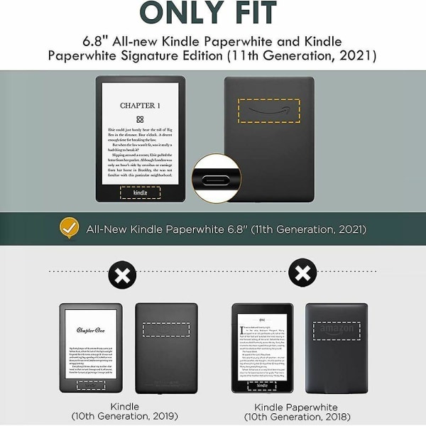 6,8 tommers Smart Cover Folio-deksel for Kindle Paperwhite 5 11. generasjon 2021 Gold