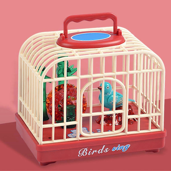 Stemmekontrolleret fuglebur legetøj med lyd, lys og elektrisk kæledyrslegetøj til børn Green Bagged square bird cage