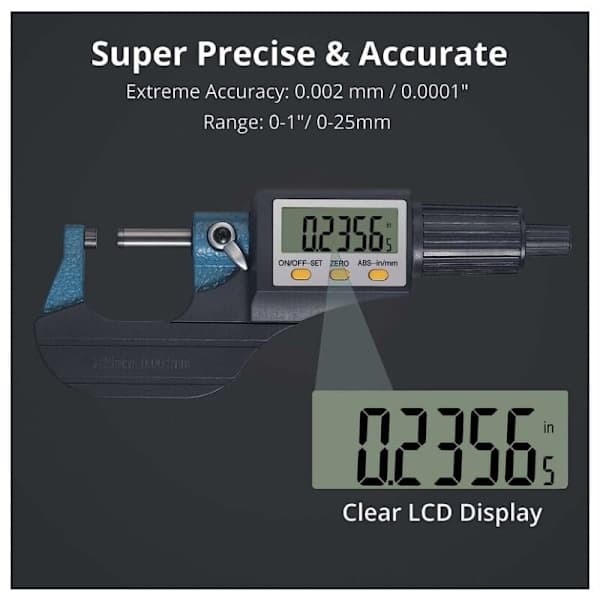 0-25mm LCD Digital Elektronisk Mikrometer Digital Palmer Utendørs M