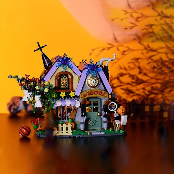 Halloween Magic House Gresskar, Halmmann, Svart Katt Mini Byggeklosser, Halloween/Thanksgiving Day/Julegave