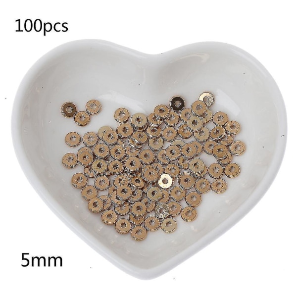 100 stykker/sett Flat Spacer Beads 6mm Disc Beads Slice Spacers Smykker