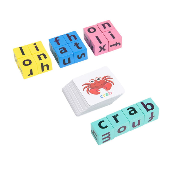 Korsord, trä alfabetet block stavning spel, ord stavning bygga kuber leksaker för barn
