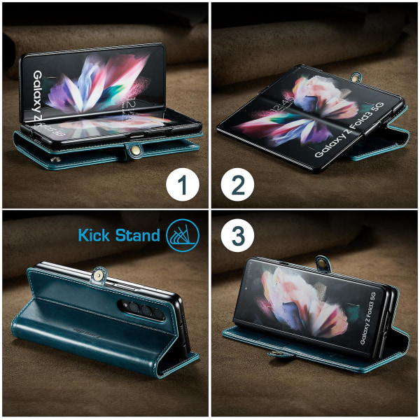 Til Samsung Galaxy Z Fold 3 Wallet Blød PU Læder Etui