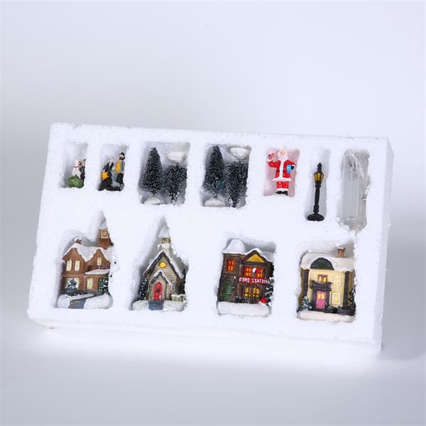 10 stk Lys Julelandsby LED Miniatyr Julegavepynt Statyetilbehør B
