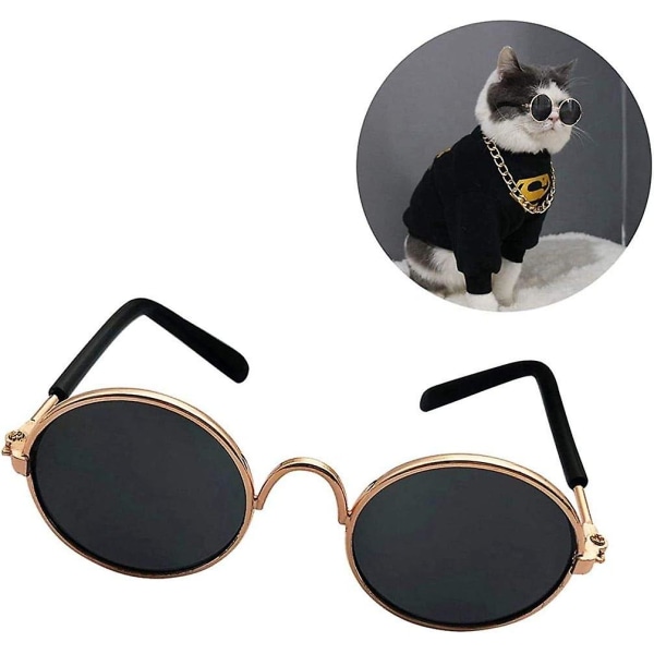 2 Stcke Haustier Sonnenbrille, Mode Hund Katze Runde Brille Haustier Kuva Requisiten Lustige Kopfbedeckungen, Haustierzubehr, Katzenbrille/schwarz