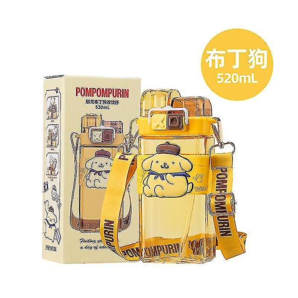 Nya Kawaii Sanrioed vattenflaskor Söt Anime Cinnamoroll Kuromi Cartoon Portable Cup 520ml flaska present till barn Pojkar Flickor Present Pompompurin