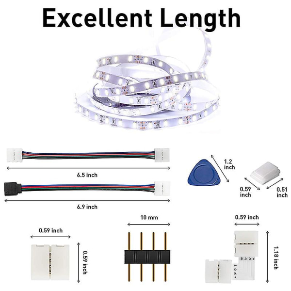 Kobling 4 pins 10 mm loddefri Rgb lysstrip kontakt for 5050 Smd - Gapless Connectors,l Shap