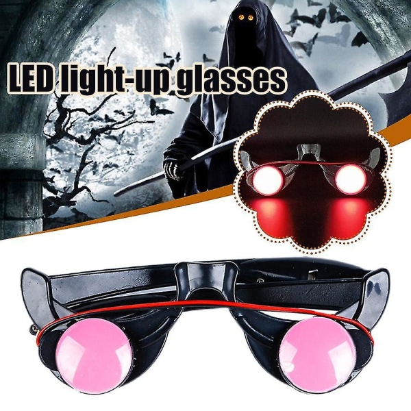 Halloween Light-up Led Eyewear Anime Rollespil Rekvisitter Sjov nyhed Lysende briller Røde øjne Cosplay Maskerade Festrekvisitter