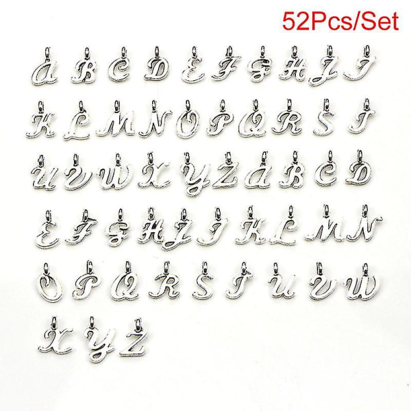52pcs/set Bulk Lots Tibetan Silver Mix Charm 26 Letter A-z Pendants Jewelry Diy