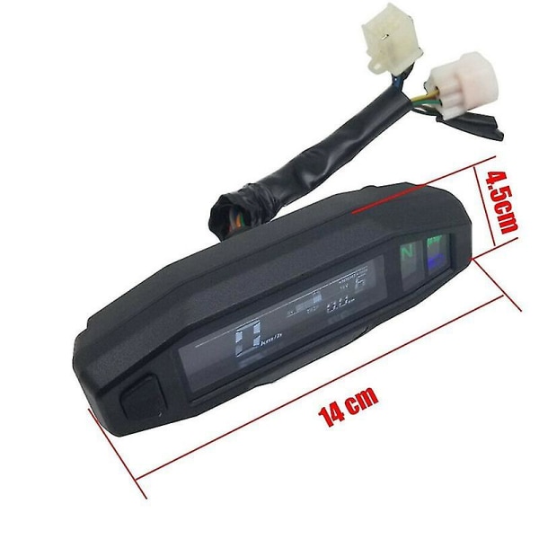 Lcd Digital Motorcykel Multi Gauge Bar Speedometer Odo Omdrejningstæller Gea