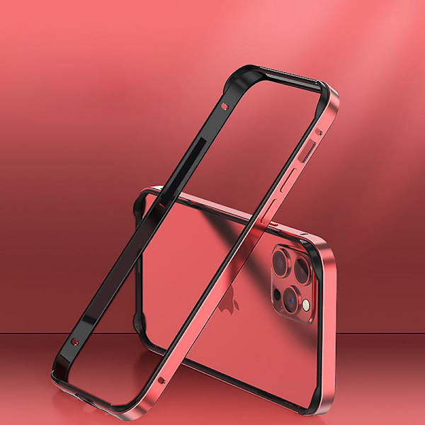 Aluminium Bumperram för iPhone 15 Pro - Metallram, Pansarram, Smalt Hårdskal, Mjuk Inre Bumper Red