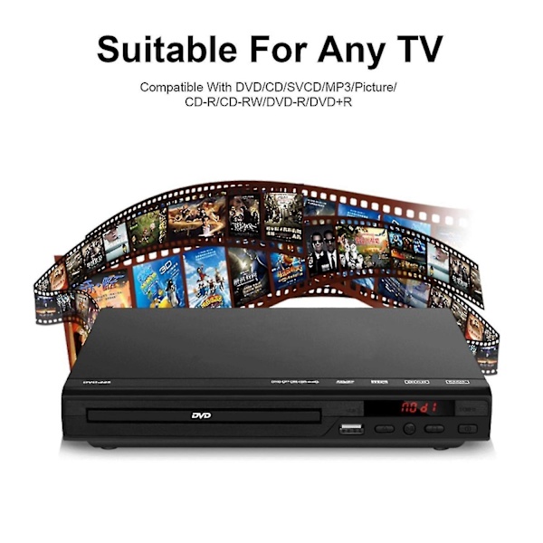 Dvd-afspiller til TV, Alle Regioner Fri Dvd Cd Diske Afspiller Av Output Indbygget Pal/ Ntsc, Usb Input, Rem-scntcv