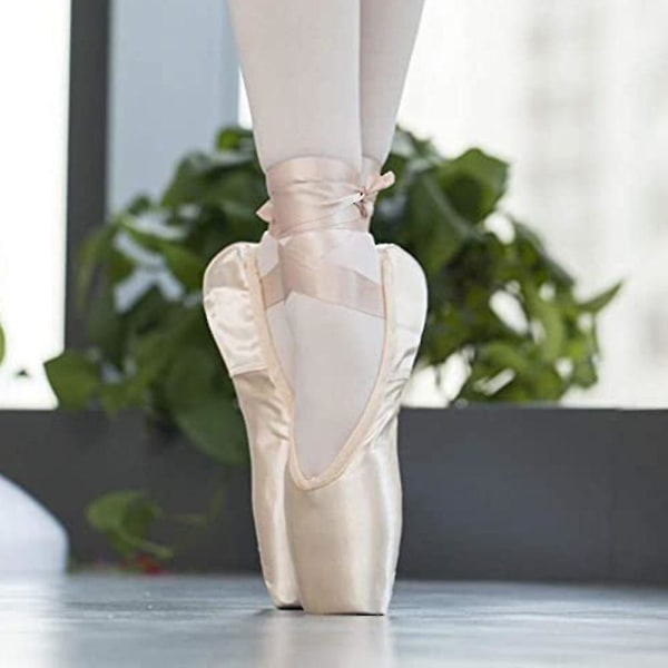 Ballett Pointe Sko Jenter Dame Bånd Ballerina Sko med tå pads--