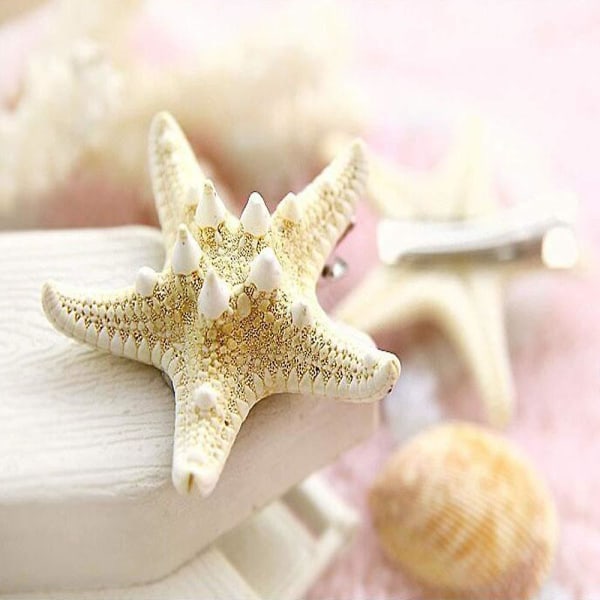 2 st Sjöstjärna Hårklämma Resin Beach Sea Star Hårnålar Mermaid Hårklämmor Tillbehör för kvinnor och flickor