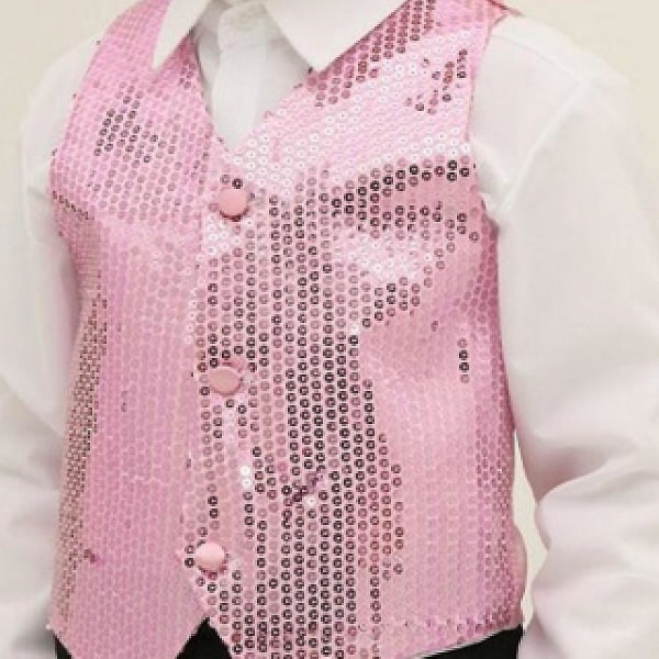 Kostymväst Glitter Unisex Färgglad Barn ärmlös paljettväst för fest Pink M