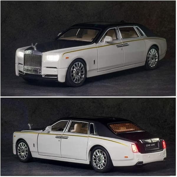 1/24 Skala Simulation Rolls-royce Phantom Bilmodel Med Lyd- og Lysfunktion, Træk Tilbage Bil Legetøjsdekoration Til Børn Og Voksne