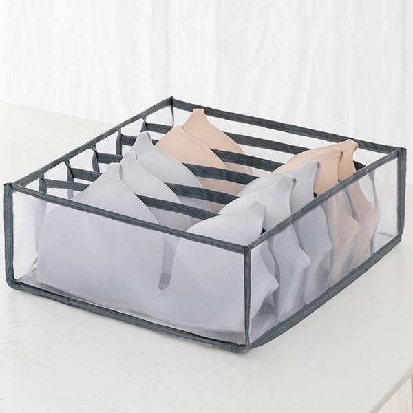 Undertøj BH Opbevaring Organizer Box Sokker Slips Grey 7 grid