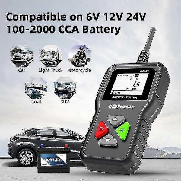 Batteritestare 6v 12v 24v, 100-2000 Cca 2ah-220ah Automobil Generator Testare Digital Batterianalysator För Bil/Lastbil