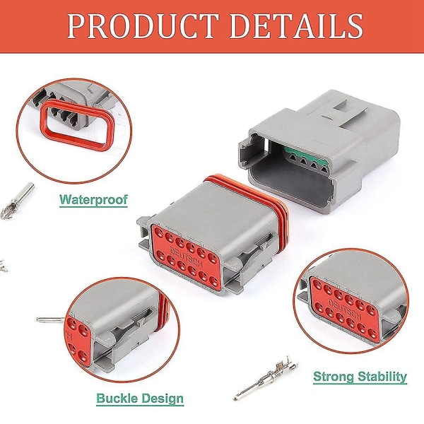 Sähköjohtoliitin, 8 sarjaa 2 3 4 6 8 12 pin Deutsch Dt -liitinsarjalle