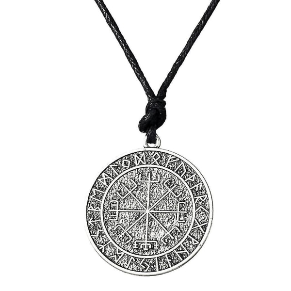 Opastolppa Kompassi Talisman Viking Protection Elder Futhark Riipus kaulakoru Silver