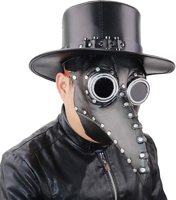 Halloween Lang Nese Fuglenebb PU Lær Pestedoktor Hodeplagg Gotisk Steampunk Middelalder Nebb Maske