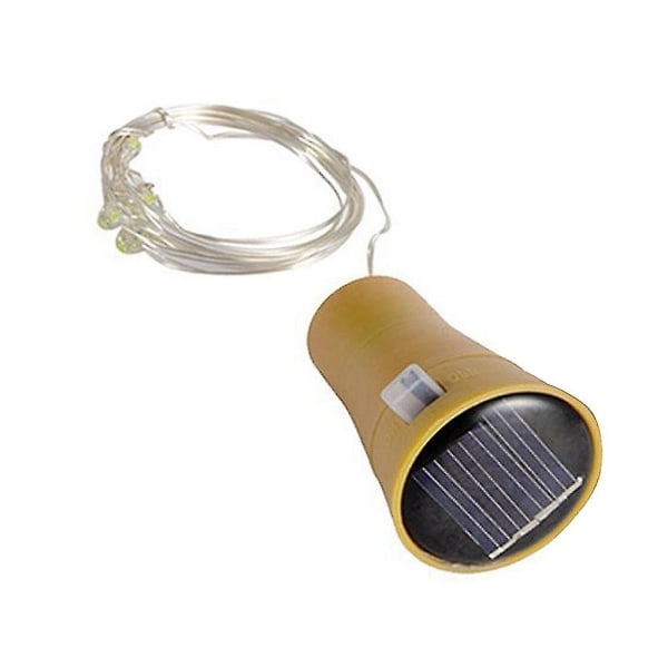 10 pakke Solar Vinflaske Lys 20 Led Solar Cork Kobbertråd yellow 20LED