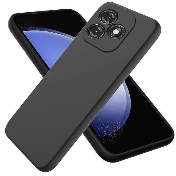 Solid Färg Flytande Silikon Fallsäker Full Täckning Skyddsfodral Black For Tecno Spark 20