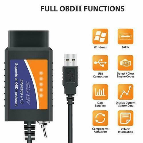 USB ELM327 / OBD2 Fejlkodelæser til Biler Diagnostik