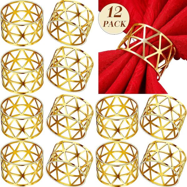 Hollow Out Napkin Rings Holders, Gold Napkin Rings Set, Delicate Napkin Rings Bulk For Wedding Birthday Party Banquet Decor