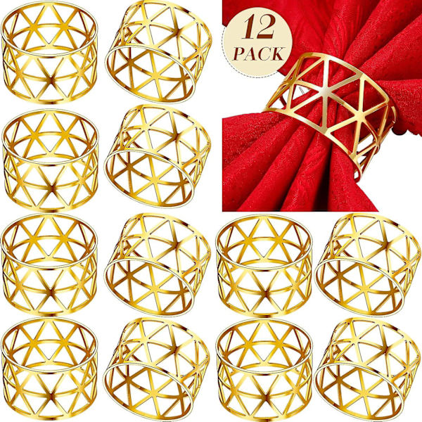 Hulede Servietringe, Guld Servietringe Sæt, Delikate Servietringe I Bulk Til Bryllup Fødselsdagsfest Banket Dekoration Gold 12pcs
