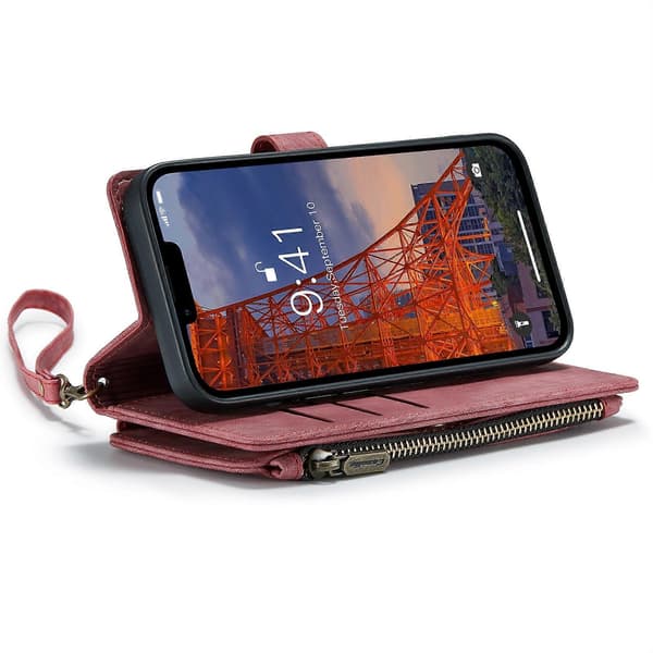 For iPhone 14 Plus CaseMe C30 Multifunksjonelt Telefon Skinnetui Red